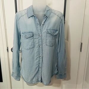 Light Blue Denim-look Button-Up Shirt (So soft!)